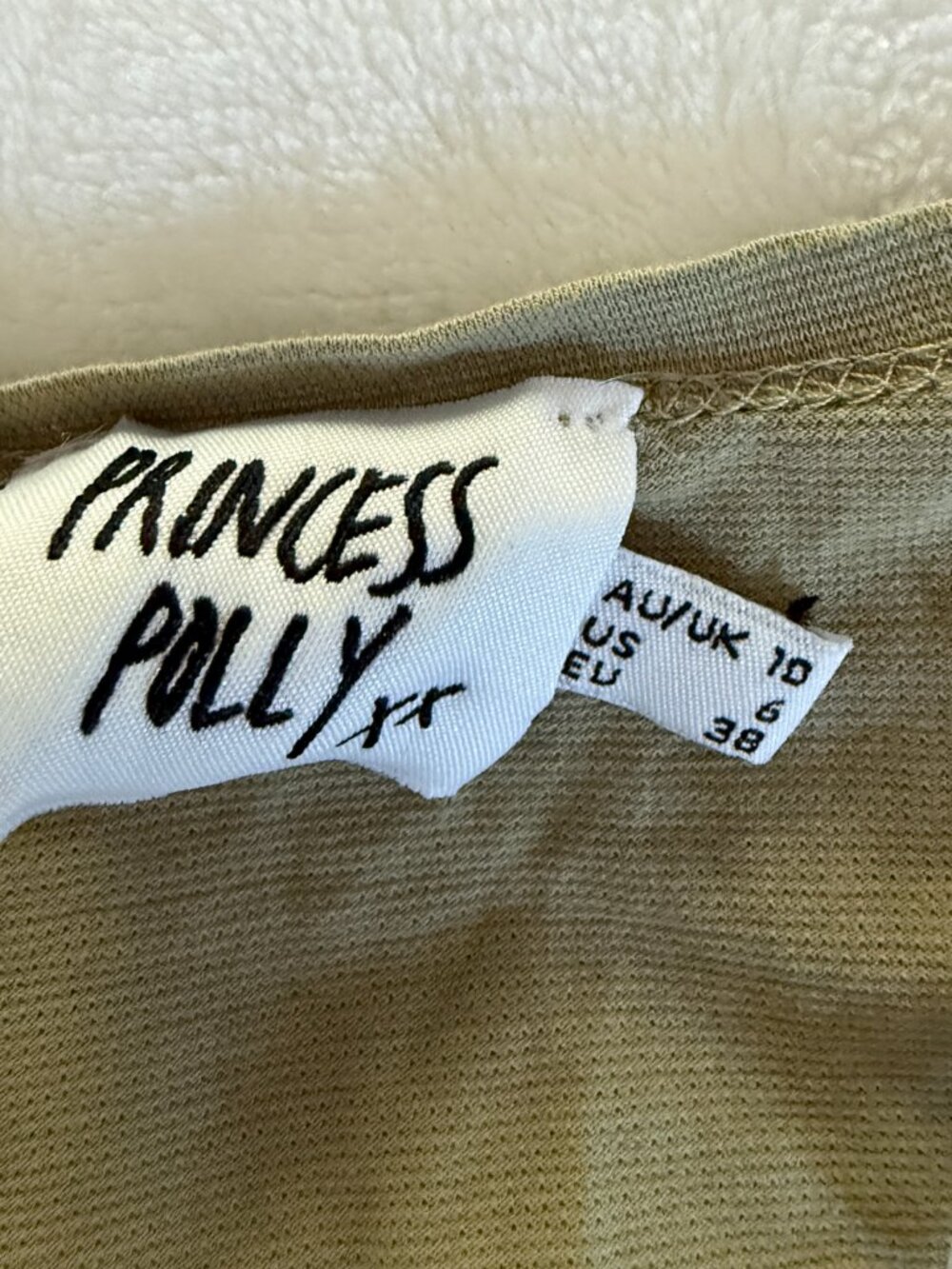Princess Polly Olive Green Tie Front Crop Top | Size US 6 - Picture 6 of 6
